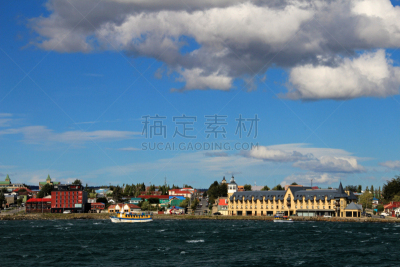 纳塔莱斯港,滨水,智利,风景,麦哲伦海峡企鹅,巴塔哥尼亚安第斯山脉,峡湾,南美,水,天空