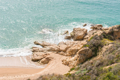 西班牙,海岸线,赫罗纳,勇气,陡峭海岸,水平画幅,无人,夏天,户外,太平洋海岸山脉