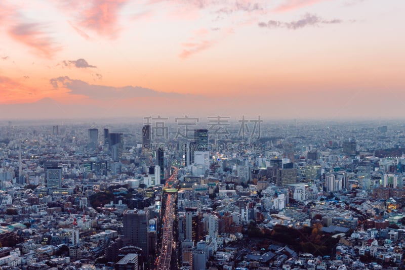 东京,城市天际线,天空,水平画幅,高视角,夜晚,无人,户外,六本木森大厦,都市风景