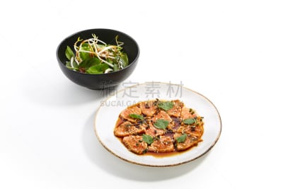 盘子,锅,东方食品,白色,个性,留白,艺术,水平画幅,裙带菜,膳食