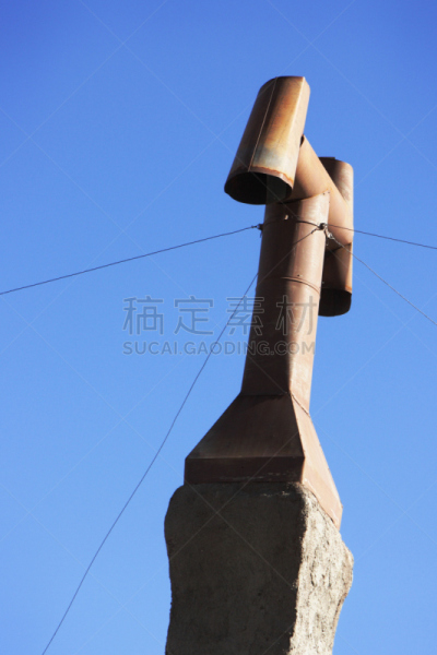 建筑,管道,烟囱,煤渣砖,导管连接器,混泥土块,温室气体,二氧化碳,垂直画幅,天空