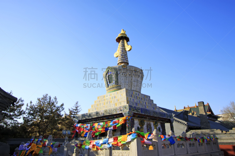 呼和浩特,内蒙古自治区,二月,席力图召,喇麻庙,建筑外部,风景,自立