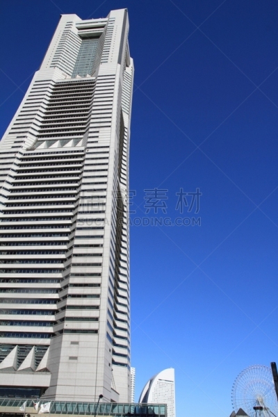 日本,横滨地标大厦,垂直画幅,无人,户外,城市,海洋,著名景点,摩天大楼,横滨高速铁路