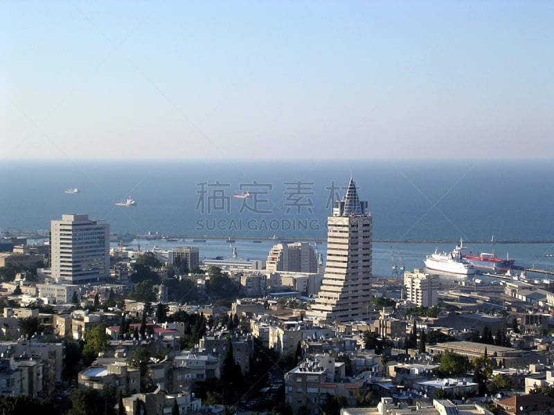 城市,海洋,海法,2004,水平画幅,地形,山,建筑,无人,户外