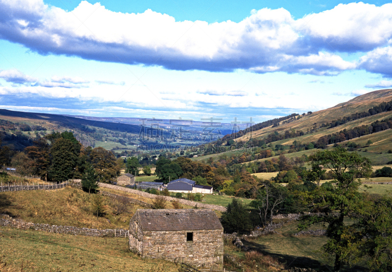 wharfdale,约克郡谷地,农场,临时性厕所,石墙,浴室,水平画幅,无人,英格兰,户外