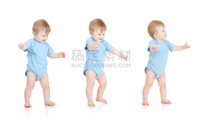 学步,婴儿,白色背景,美,水平画幅,小的,可爱的,快乐,嬉戏的,美人