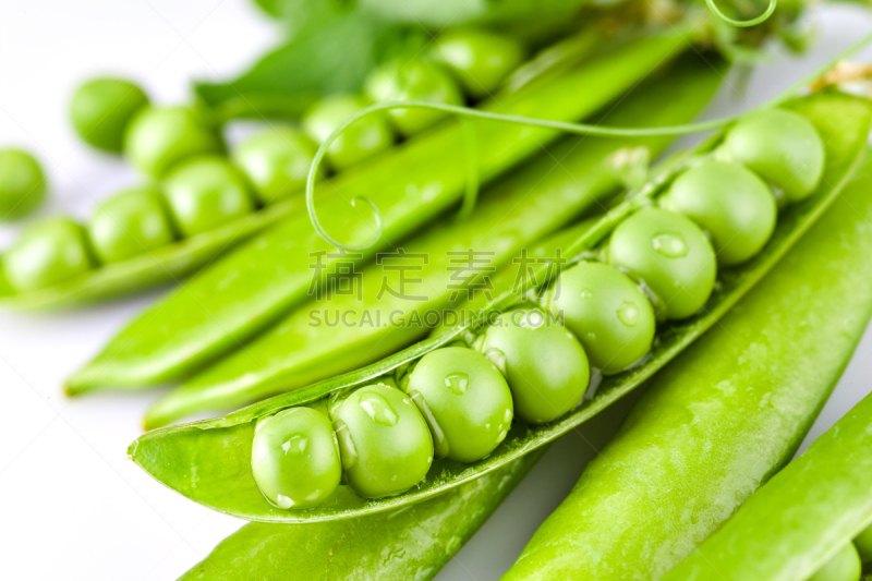 豌豆,白色背景,豆荚,水滴,一模一样,湿,蔬菜,清新,背景分离,食品