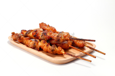 格子烤肉,木制,烟蒂,白色背景,鸡肉,盘子,分离着色,韩国食物,传统,菜单