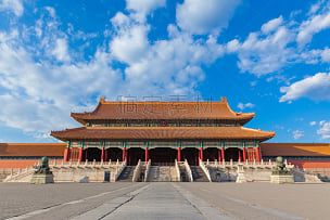 故宫,北京,宫殿,旅游目的地,水平画幅,建筑,古老的,旅行者,户外,天空