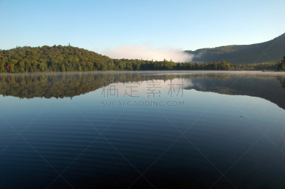 早晨,湖,塔伯拉山滑雪场,水,天空,水平画幅,无人,夏天,户外