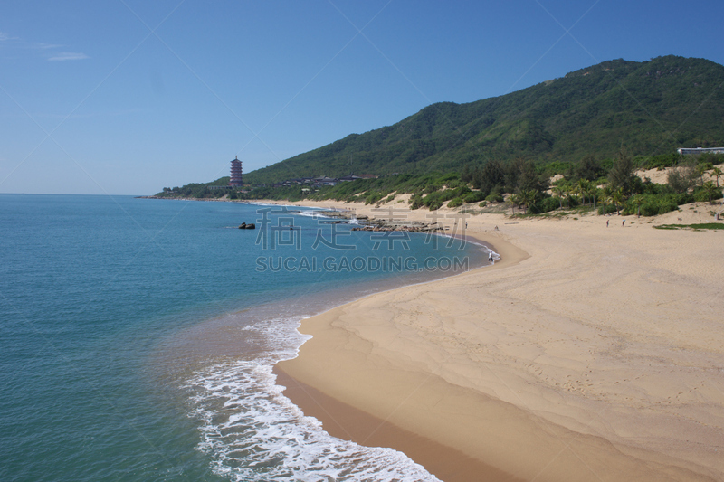 海景,海滩,水平画幅,山,无人,三亚,户外,塔,海洋,摄影