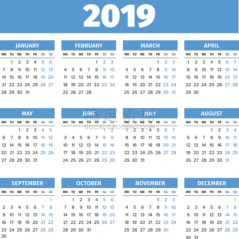2019,日历,极简构图,星期,个人备忘录,垂直画幅,无人,绘画插图,模板,红色