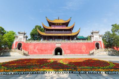 早晨,中国,岳阳楼,岳阳,长江,屋檐,亭台楼阁,天空,水平画幅,无人
