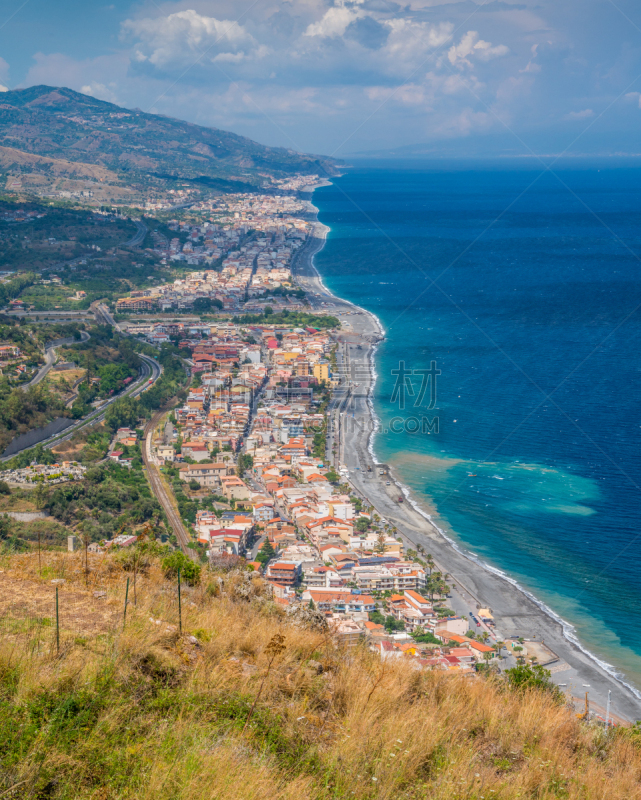 Panoramic view from Forza d'Agrò. Province of Messina, Sicily, southern Italy.