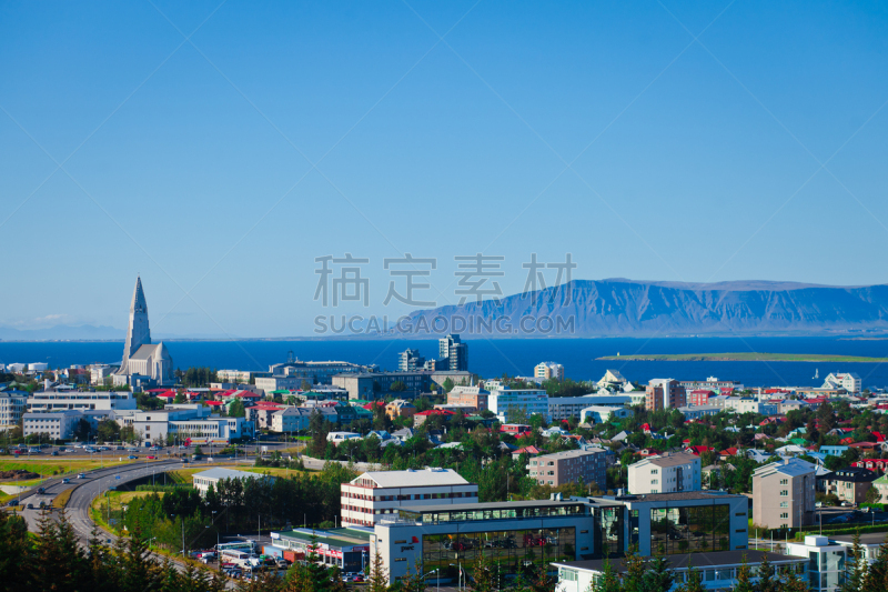 雷克雅未克,冰岛国,城市天际线,海港,航拍视角,自然美,角度,宽的,韦斯特曼纳埃亚尔,凯夫拉维克