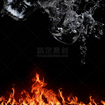 水,能源,火,分离着色,图标,黑色背景,暴风雨,纹理效果,电源,阴阳球
