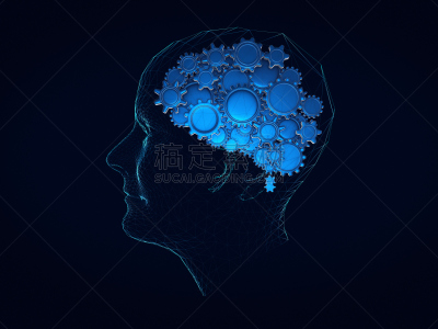 脑,智慧,黄金,人的头部,三维图形,抽象,概念,自行车齿轮,工作,锻炼