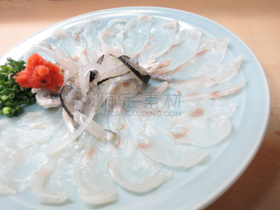 府谷,生鱼片,两个物体,河豚,餐具,水平画幅,日本,海产,图像,海洋