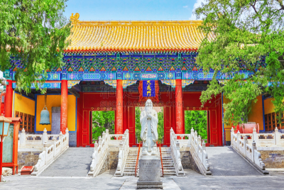 孔子,北京,寺庙,美国的北京烤鸭,哲学家,传教士,庭院,亭台楼阁,华丽的,建筑物门