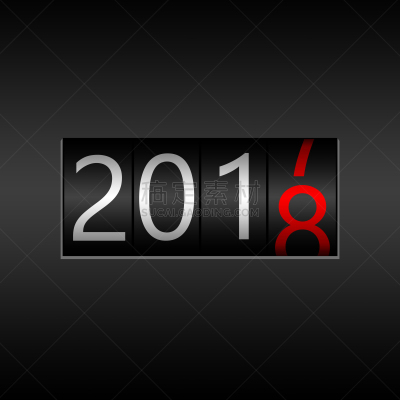 计程表,红色,2018,新年前夕,高雅,白色,黑色,数字,黑色背景,设计