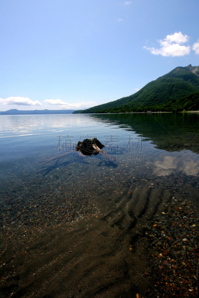 夏天,支笏湖,垂直画幅,水,天空,美,旅行者,户外,湖,山