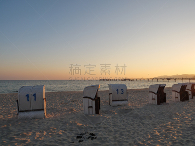 波罗的海,宾茨,海滩,图像,无人,散步道,岩石,户外,德国,水平画幅