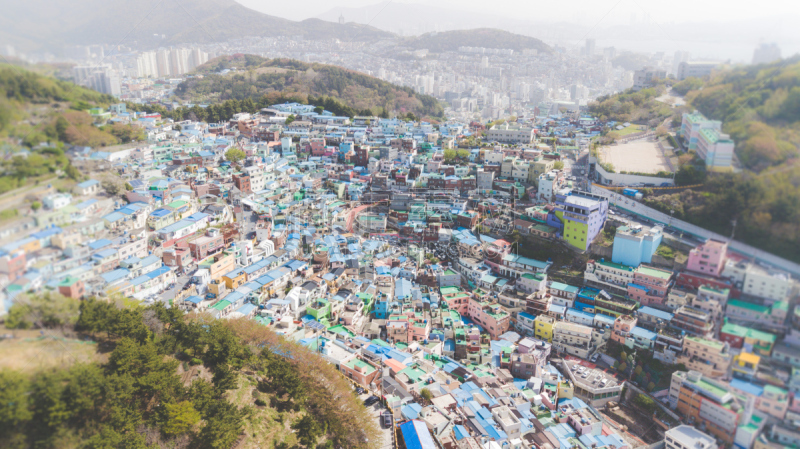 韩国,侗族,水平画幅,光效果,无人,乡村,路,城市天际线,户外,航拍视角