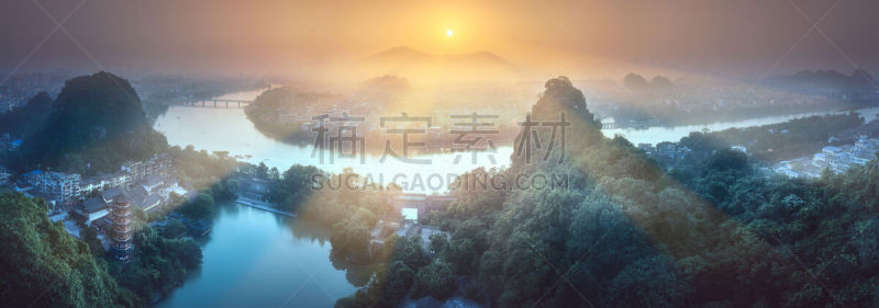 阳朔,漓江,山,桂林,喀斯特,水,早晨,都市风景,著名景点,风景