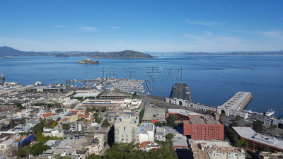 旧金山,恶魔岛,柯伊特塔,水平画幅,山,户外,阿拉莫广场,都市风景,国际著名景点