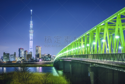 东京,日本,东京天空树,东京都墨田区,观测点,水平画幅,夜晚,无人,曙暮光,户外