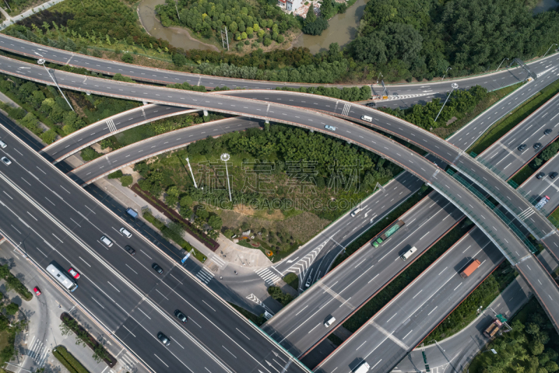 公路,高架道路,航拍视角,汽车,交通,路口,多车道公路,现代,建筑业,飞机