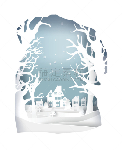 地形,纸,艺术,新年前夕,立体书,冬天,卡通,雪,垂直画幅