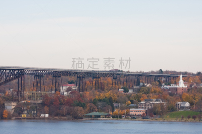 波基普西,铁路桥,达切斯县,哈德森谷,哈德逊河,美国中大西洋地区,秋天,图像,空中走廊,无人