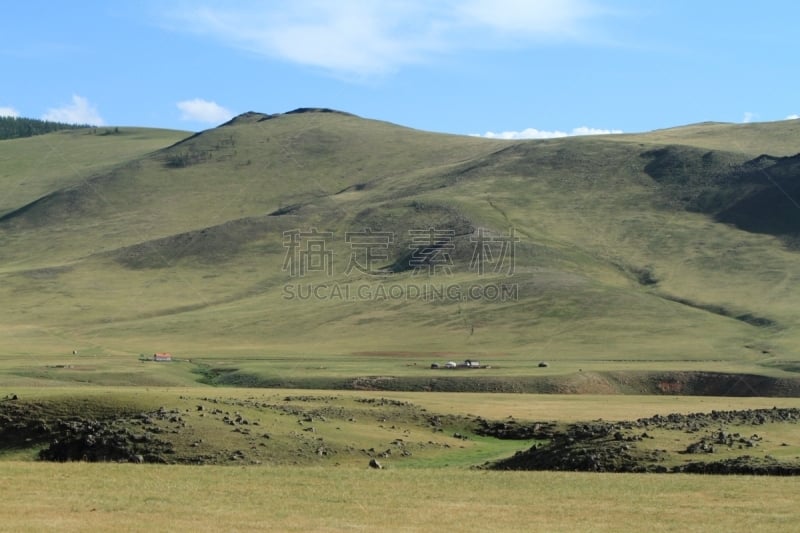 东欧大草原,鄂尔浑河谷,自然,草地,柳树,水平画幅,野地,地形,山,无人