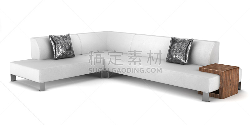 白色背景,皮革,现代,沙发,枕头,分离着色,新的,座位,水平画幅,无人