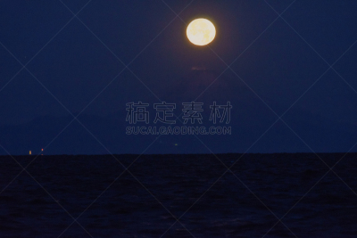 月亮,富士山,天空,水平画幅,云,无人,曙暮光,户外,千叶县,光