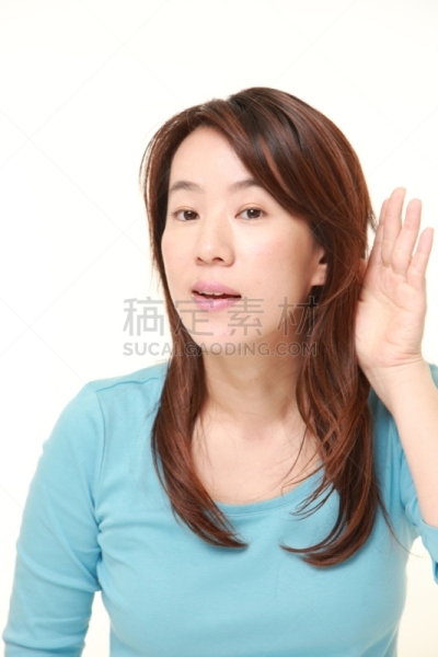 女人,人的耳朵,在之后,手,垂直画幅,长袖衫,仅成年人,日本人,长发,成年的
