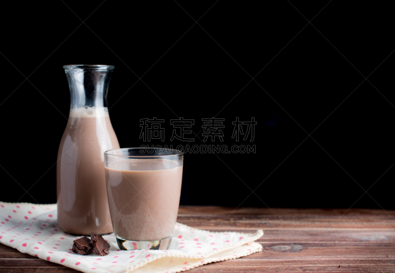背景,木制,桌子,黑色,巧克力奶昔,玻璃杯,活力,寒冷,泰国食品,牛奶