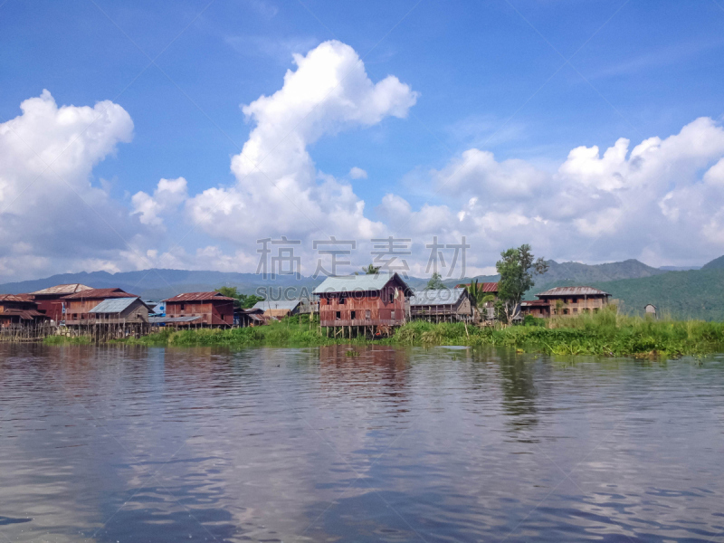 茵丽湖,缅甸,乡村,房屋,因雅族人,掸邦,高跷,曼德勒,水,水平画幅