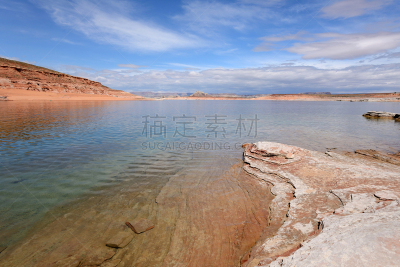 鲍威尔湖,格林峡谷,科罗拉多河,天空,公园,度假胜地,水平画幅,高视角,无人,水下