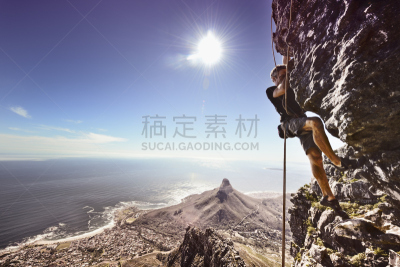悬崖,陡峭,垂降,罗宾岛,坎普湾,锡格纳尔山,狮头峰,南非桌山,安全钩,开普敦