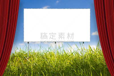 市场营销,布告栏,空白的,概念,剧院,田园风光,窗帘,红色,凹陷的,图像