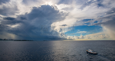 头球,暴风雨,水,天空,水平画幅,云,无人,海港,巨大的,光