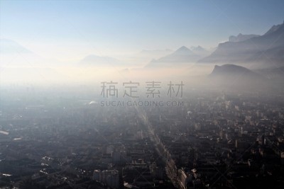都市风景,格勒诺布尔,法国,伦敦城,天空,水平画幅,无人,市区路,户外,the vercors