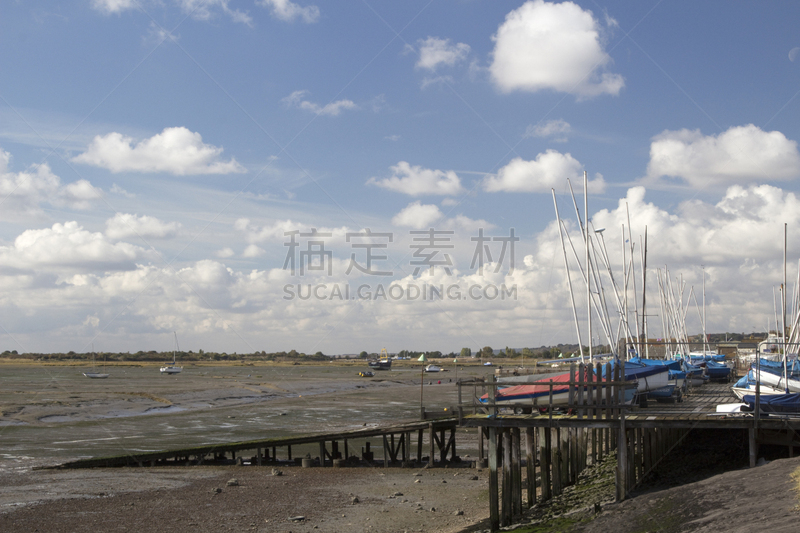 英格兰,船,海洋,艾塞克斯大学,leigh harbour,水,天空,水平画幅,沙子,无人