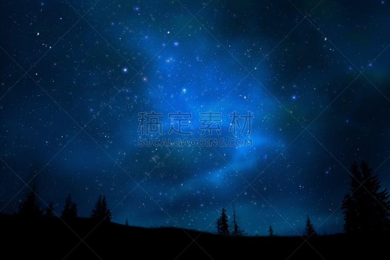 夜晚,山,星星,仙后座,大爆炸理论,天空,水平画幅,纹理效果,星云,户外