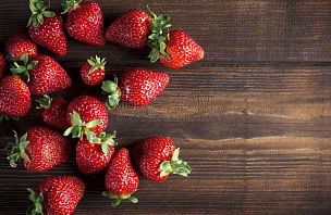 草莓,留白,水平画幅,高视角,无人,维生素,夏天,特写,甜点心