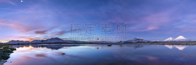 风景,月亮,朗卡国家公园,泻湖,阿里卡[智利西北部港市],火山,智利,地形,新月形,反射