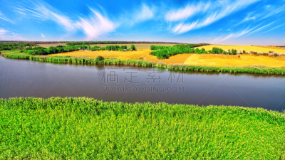 乡村风格,地形,水,美,水平画幅,高视角,无人,鸟类,夏天,户外