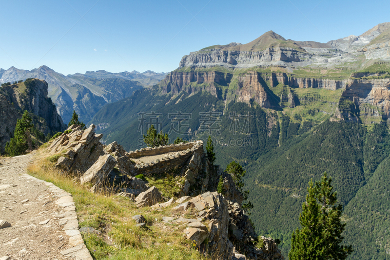 特拉华,芒达汝果山,ordesa national park,韦斯卡,阿拉贡,公园,水平画幅,无人,在边上,夏天